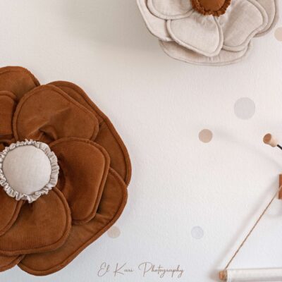 Coussin fleurs moutarde